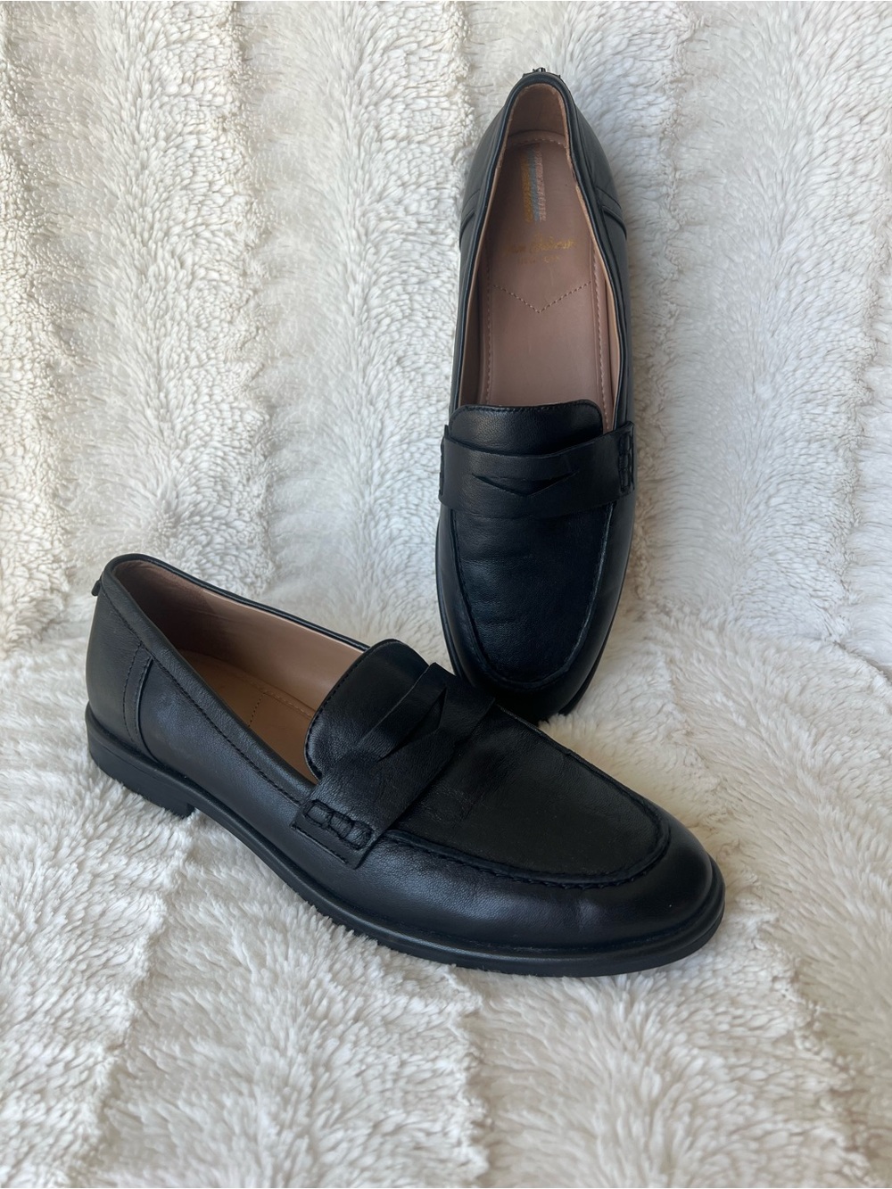 NWOT Sam Edelman Black Leather Penny Loafers